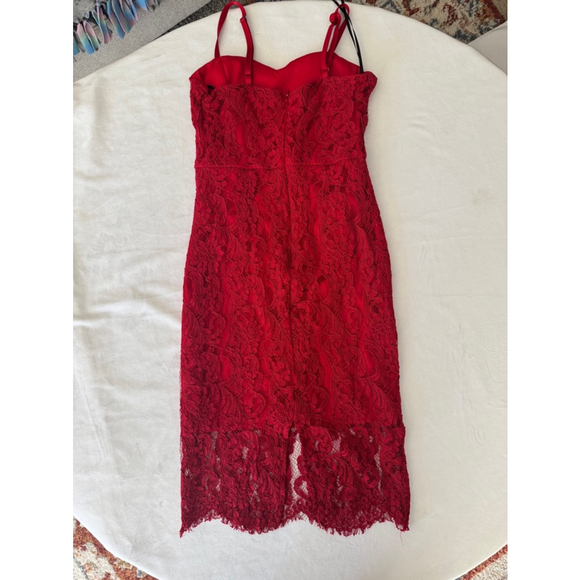 Women's Lulus Red Midi Lace formal Bodycon Dress size EXTRA SMALL - Picture 6 of 9